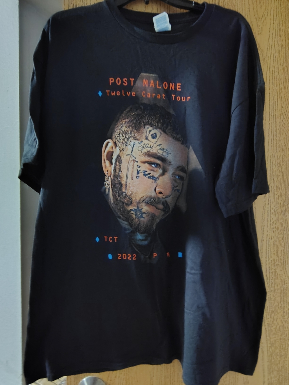 Post Malone Black Graphic Portrait Print with Blue and Orange Accents